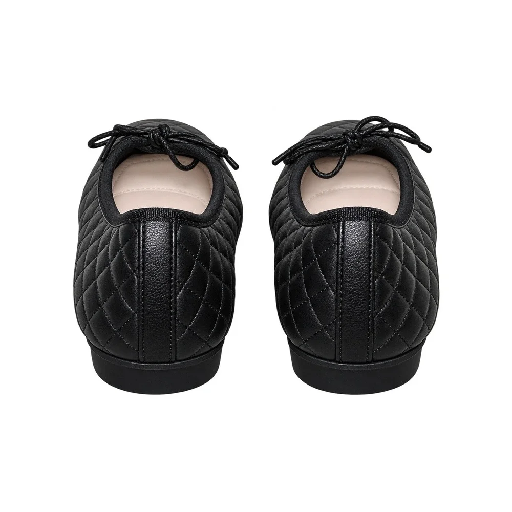 Paul Mayer Quilted Leather Ballet Flats Women 9.5 Black Quiet Luxury